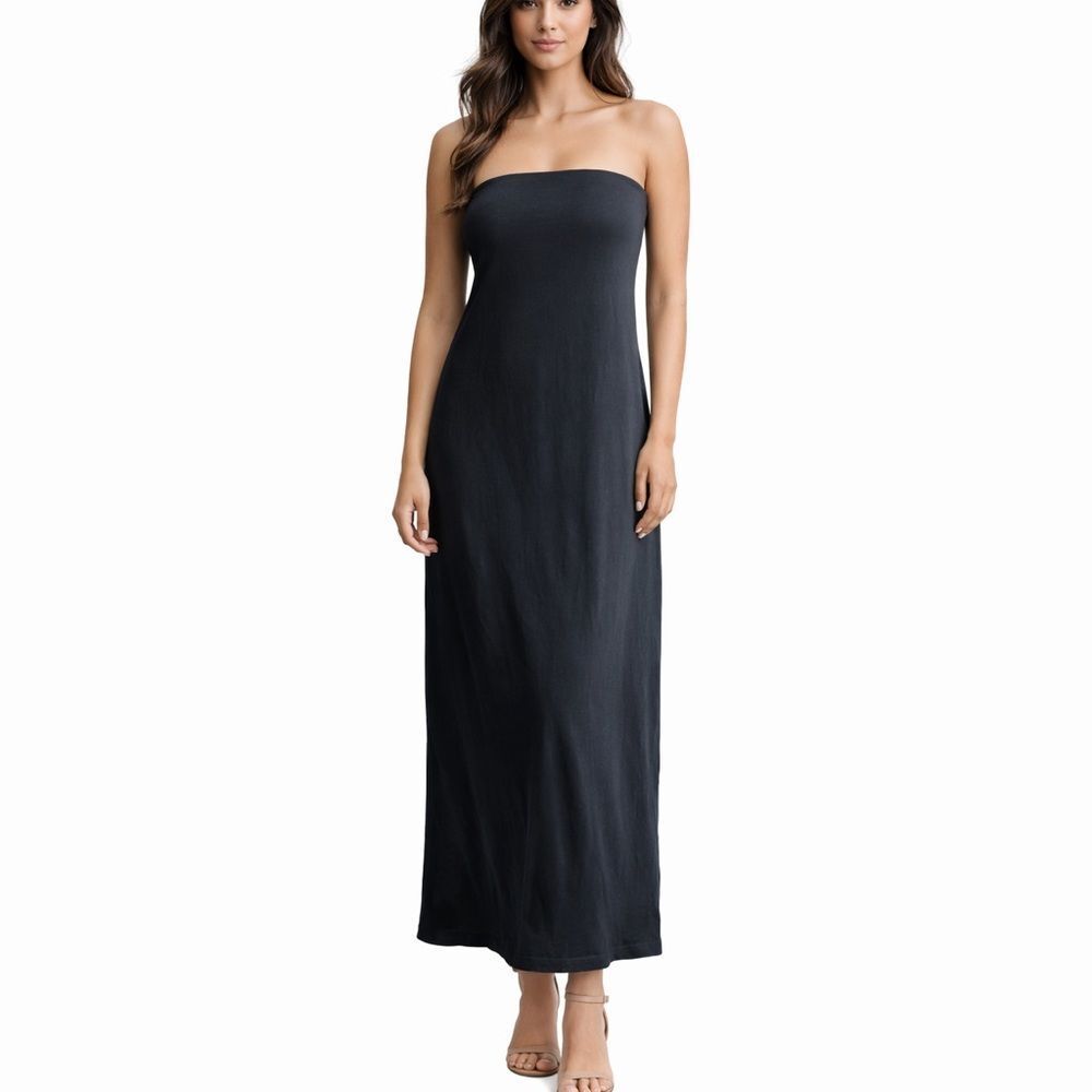 Tommy Bahama Strapless Black Dress Cotton Tropical Resort Wear SZ S